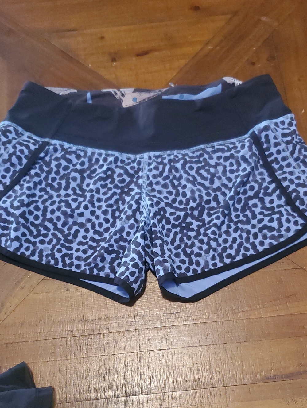 lululemon athletica Light Blue and Black Leopard Print Athletic Shorts